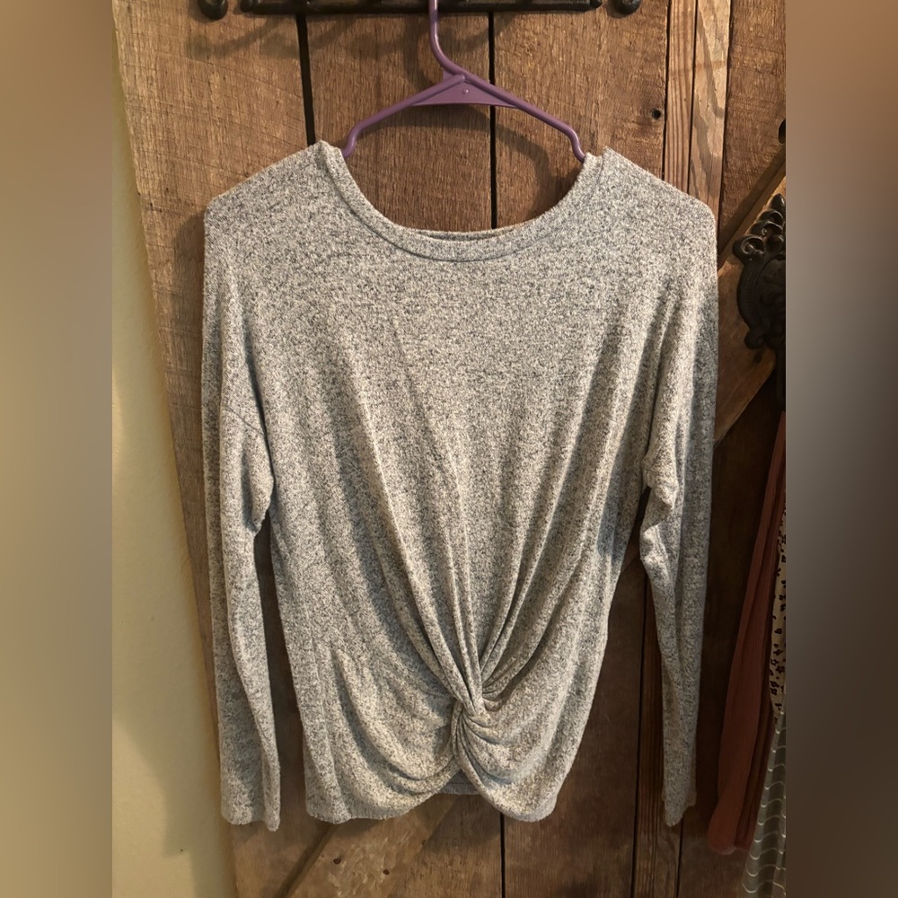 Marshalls Gray Tie Front Relaxed Blouse